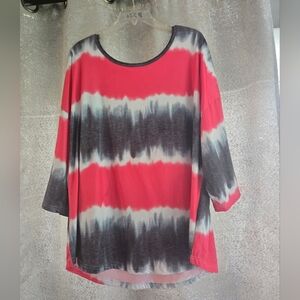 Women's Tie-Dye Top Bat Sleeve Roynd Neck Plus Size